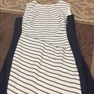 Ralph Lauren Black Label Navy and White Striped Midi Dress